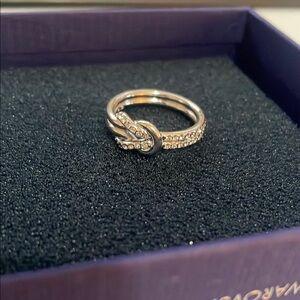 Swarovski Silver Solitaire Ring with Twist Design